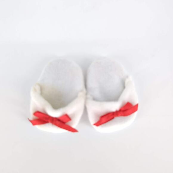 Unbranded White Fabric Doll Slippers/Slides with Red Ribbons for 18" Dolls - GUC - Picture 6 of 12